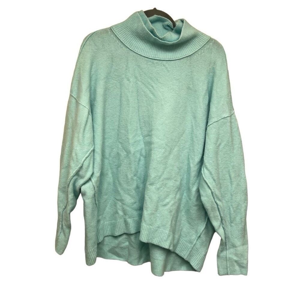 Free people blue afterglow mock neck sweater size medium